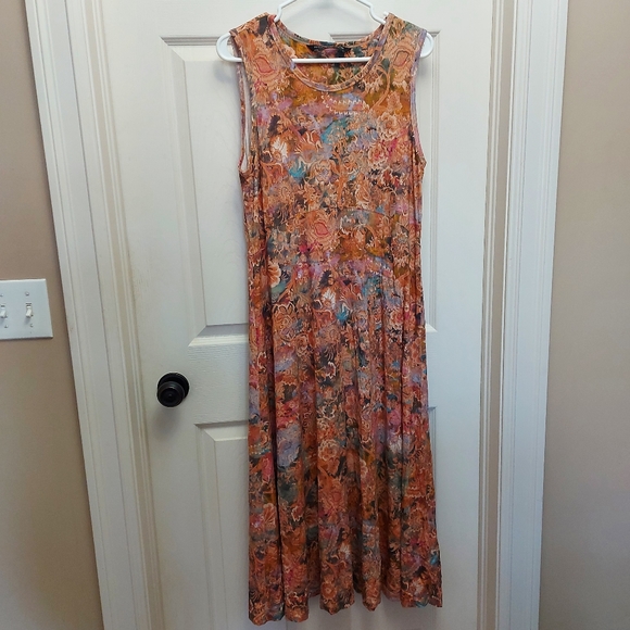 PERUVIAN CONNECTION Solange Midi Dress Floral Sleeveless Sz L - Picture 2 of 7